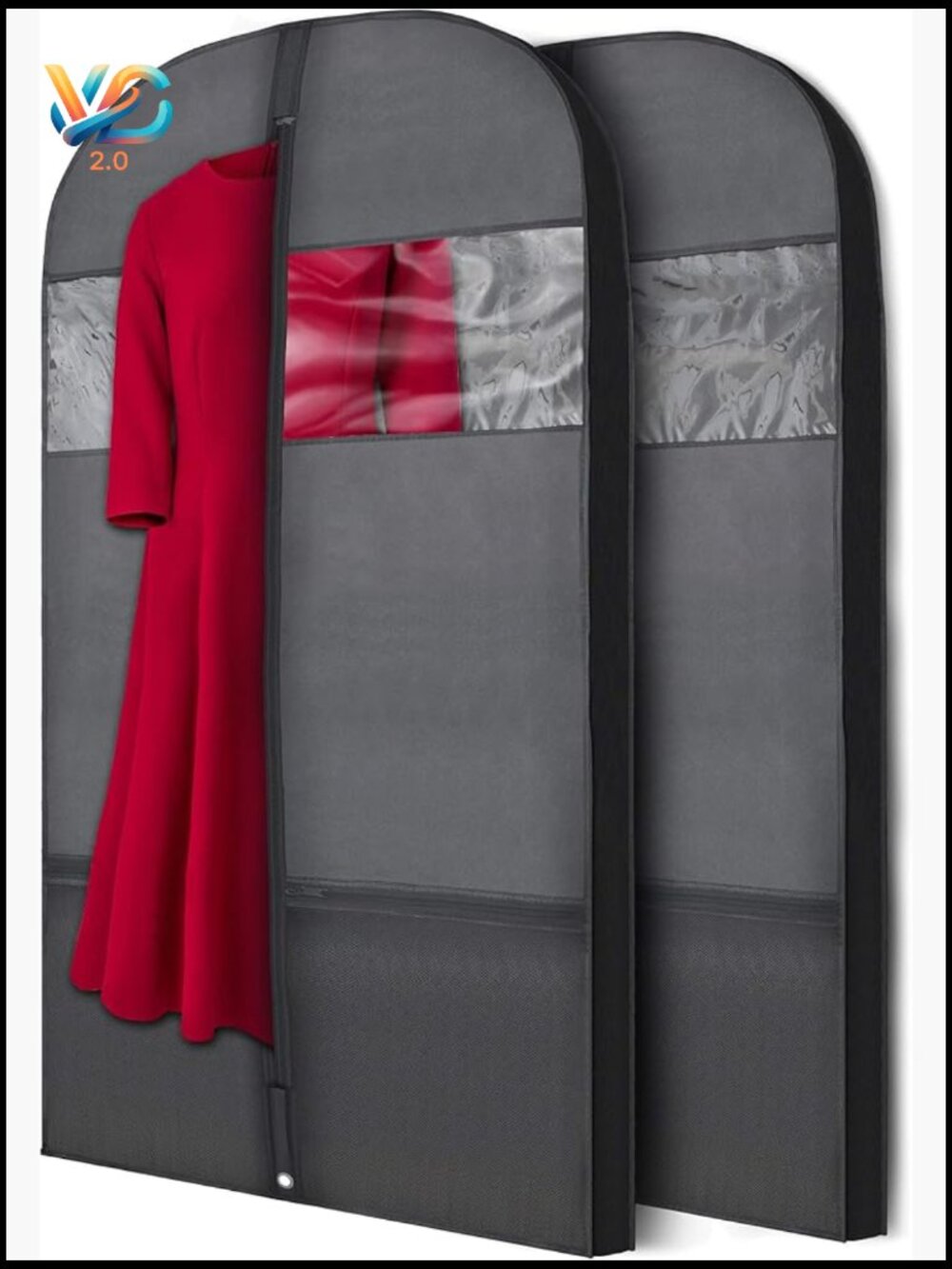 54" Travel Garment Bags with Mesh Pockets - Zippered Breathable Storage